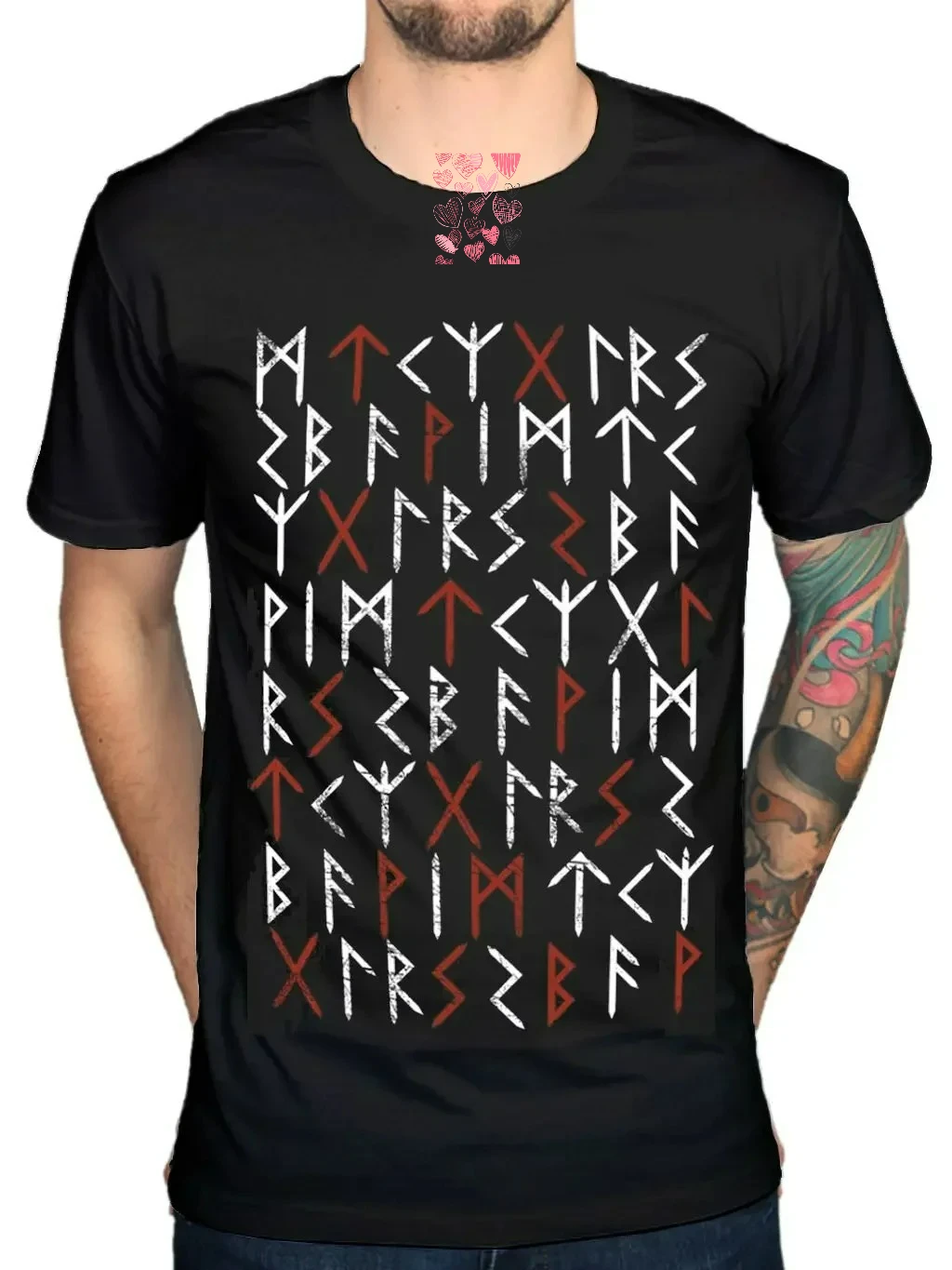 

Norse Scandinavian Runes Alphabet T-Shirt 100% Cotton O-Neck Short Sleeve Summer Casual Mens T-shirt Streetwear