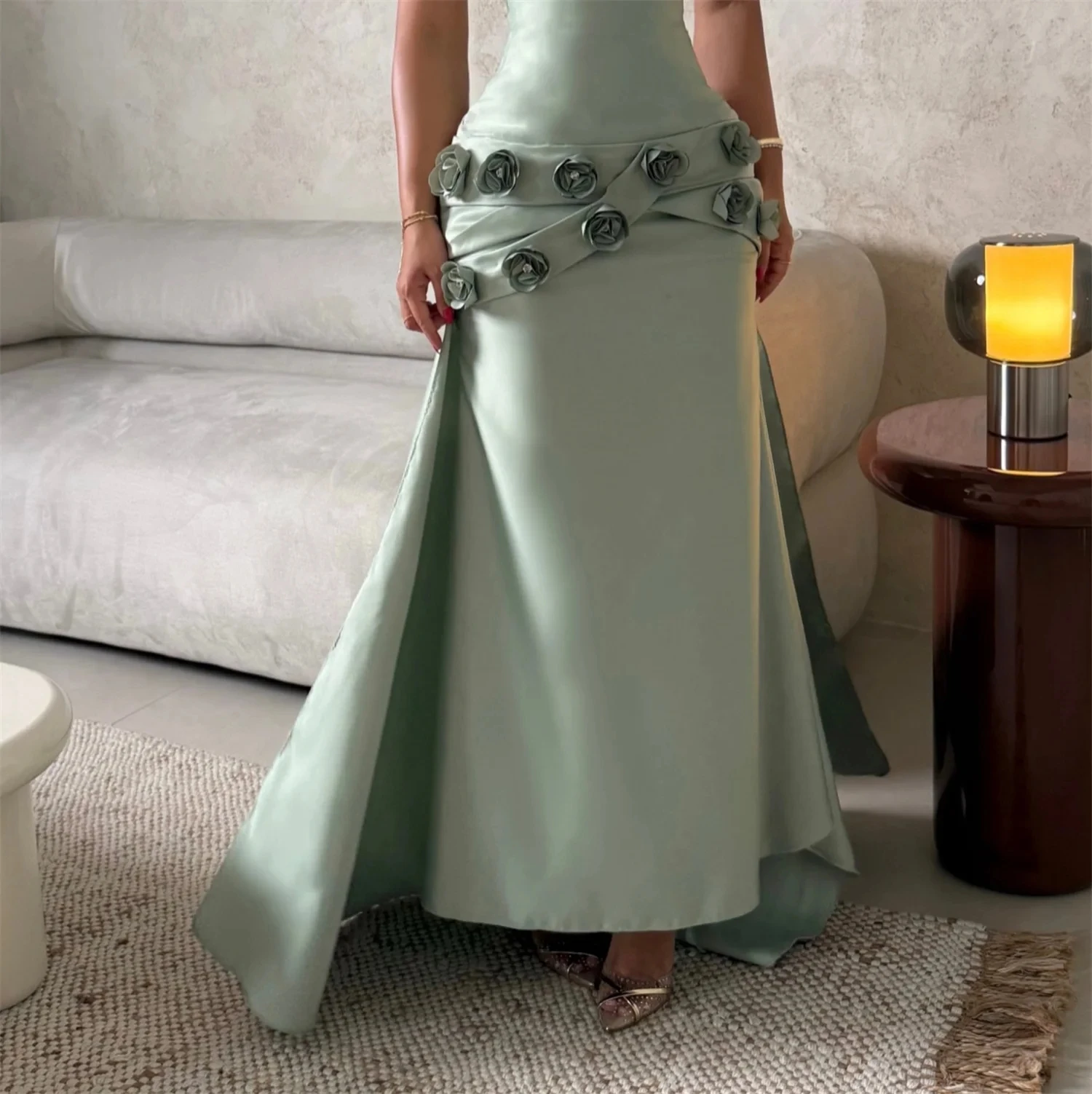 Menthe licou Floral longue sur mesure Occasion robe robes de soirée Pastrol unisexe Jersey rétro dubaï saoudien arabe bal personnalisé