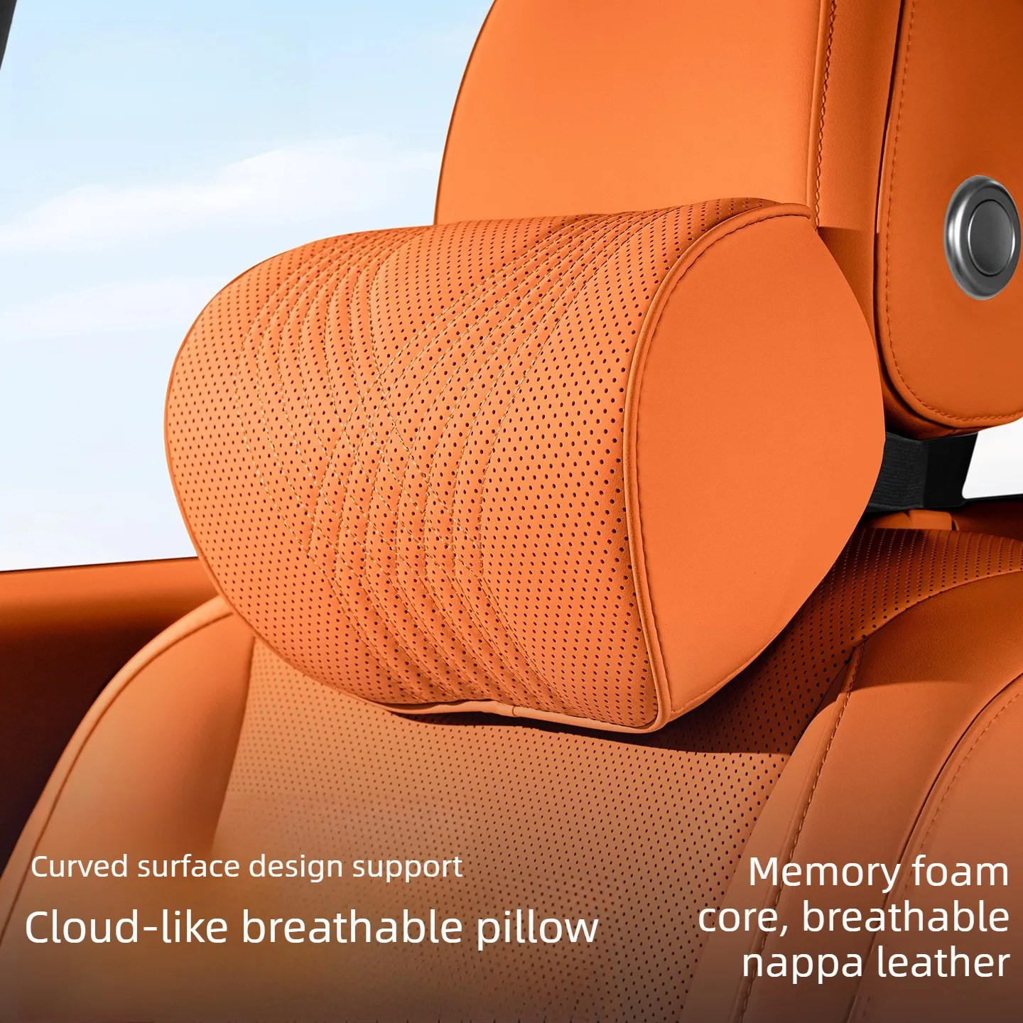 Soft Leather Car Neck Pillow Waist Pillow Memory Foam Car Neck Waist Support Pillow Seat Accessories Car Headrest and Lumbar Set