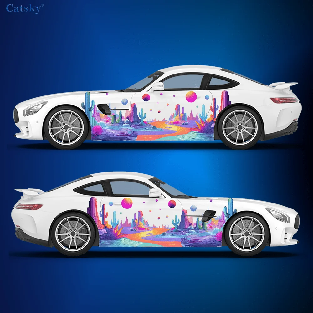 

Наклейки на автомобиль в стиле киберпанк, пустыня, самоклеящиеся, из ПВХ, водонепроницаемые и устойчивые к царапинам, аксессуар для автомобиля, подарок