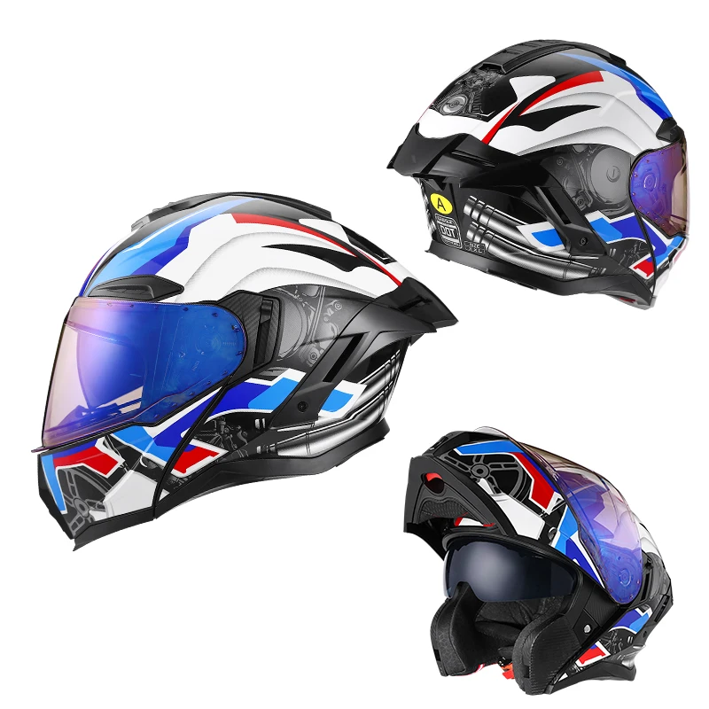 

Dual Visor Motorcycle Helmet, Stylish Design, ABS Material, Flip-Up, Unisex Helmet