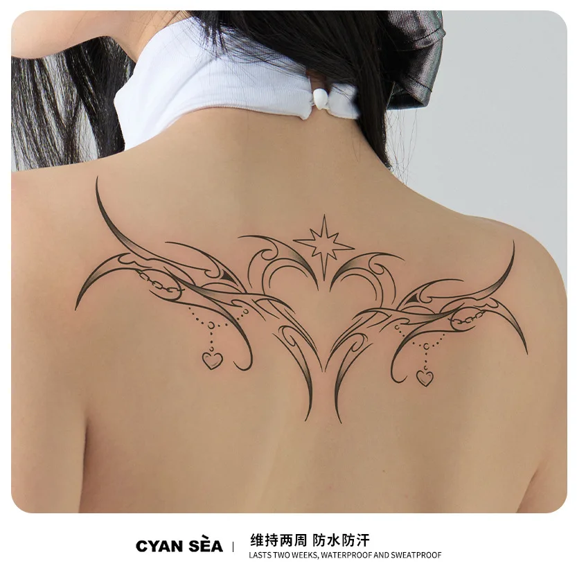Herbal Tattoo Sticker Semi Permanent Temporary Tattoo Waist Flower Pattern Waterproof Long Lasting Belly Star Heart Sexy Body Ar