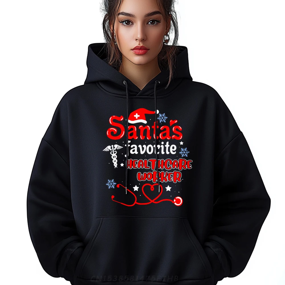 

Santa Is Favorite Healthcare Worker Stethoscope Christmas Polyester Graphic Tees Polyester Hoodie Men Sweatshirts Graphic