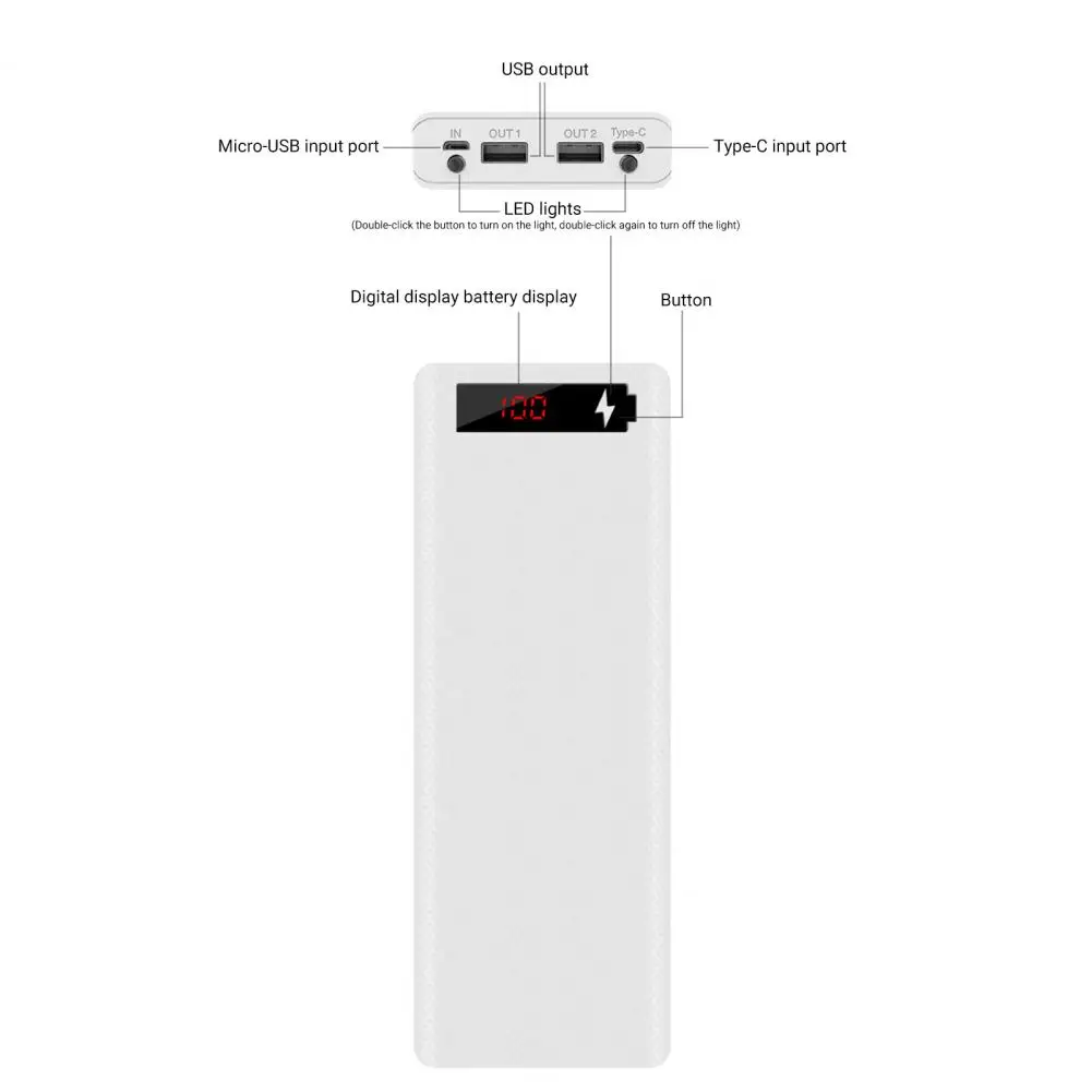 M10/L10 علبة صندوق شحن انفصال 10x18650 بطارية صندوق الطاقة LED شاشة ديجيتال قوة البنك مربع هاتف ذكي شاحن بطارية مربع