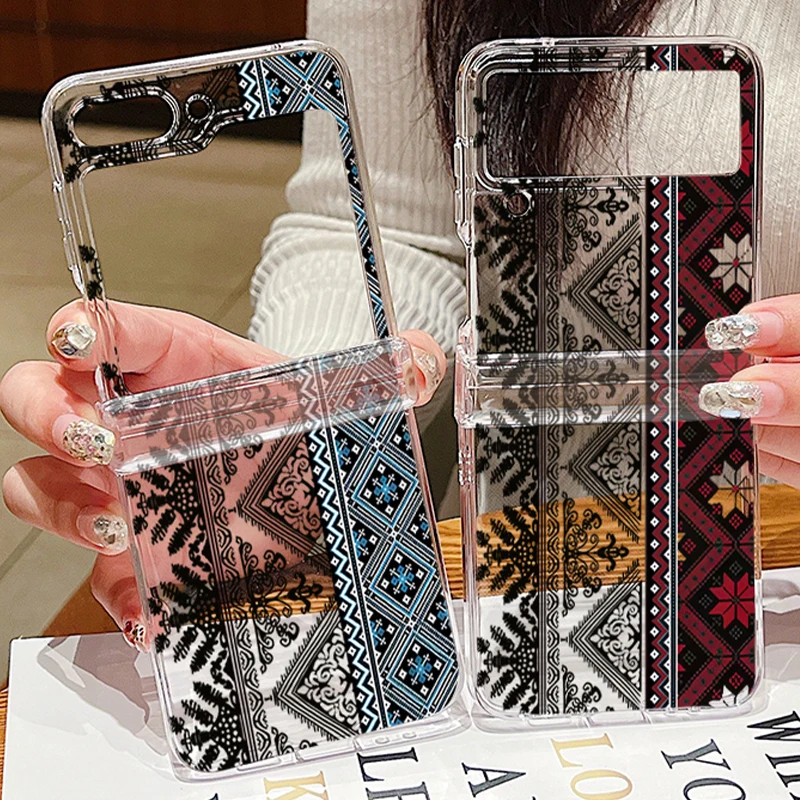 สําหรับ Samsung Galaxy Z Flip7 Flip5 Flip6 กรณี Vintage Totem รูปแบบพับ PC สําหรับ Samsung Galaxy Z Flip 7 6 5 4 3 5G