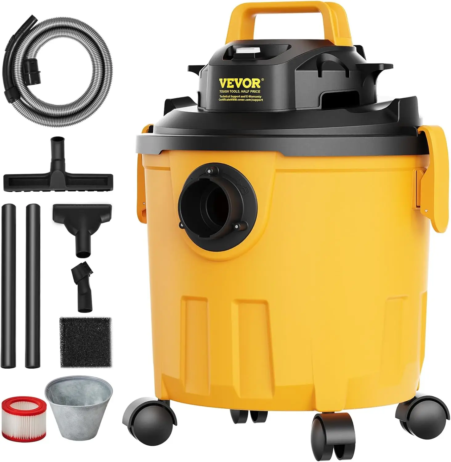 5 Gallon 6 Peak HP Wet/Dry Vac, Powerful Suction with Blower Function with Attachments 2-in-1 Crevice Nozzle