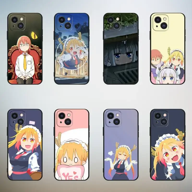 Kobayashi Anime Phone Case For iPhone,11,12,Mini,13,14,15,PRO,XS,MAX,X,XR,6,7,8,Plus Black Shell