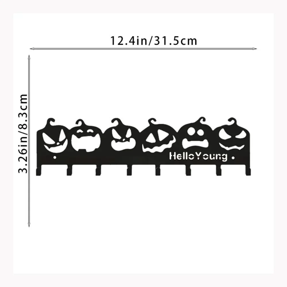 Delightful 1pc Eerie Metal Decorative Hook: Compact Storage Rack with Cheerful Halloween Pumpkin Design