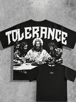 Men's Jesus Last Supper Pattern Printed T-shirt Round Neck Jersey Style Short Sleeve Retro Gothic Casual Hip Hop Style Top