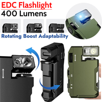 Rechargeable EDC Flashlight 400 Lumens Portable Flat Pocket Flashlight with RGB Light Small Flashlight for Camping Emergency