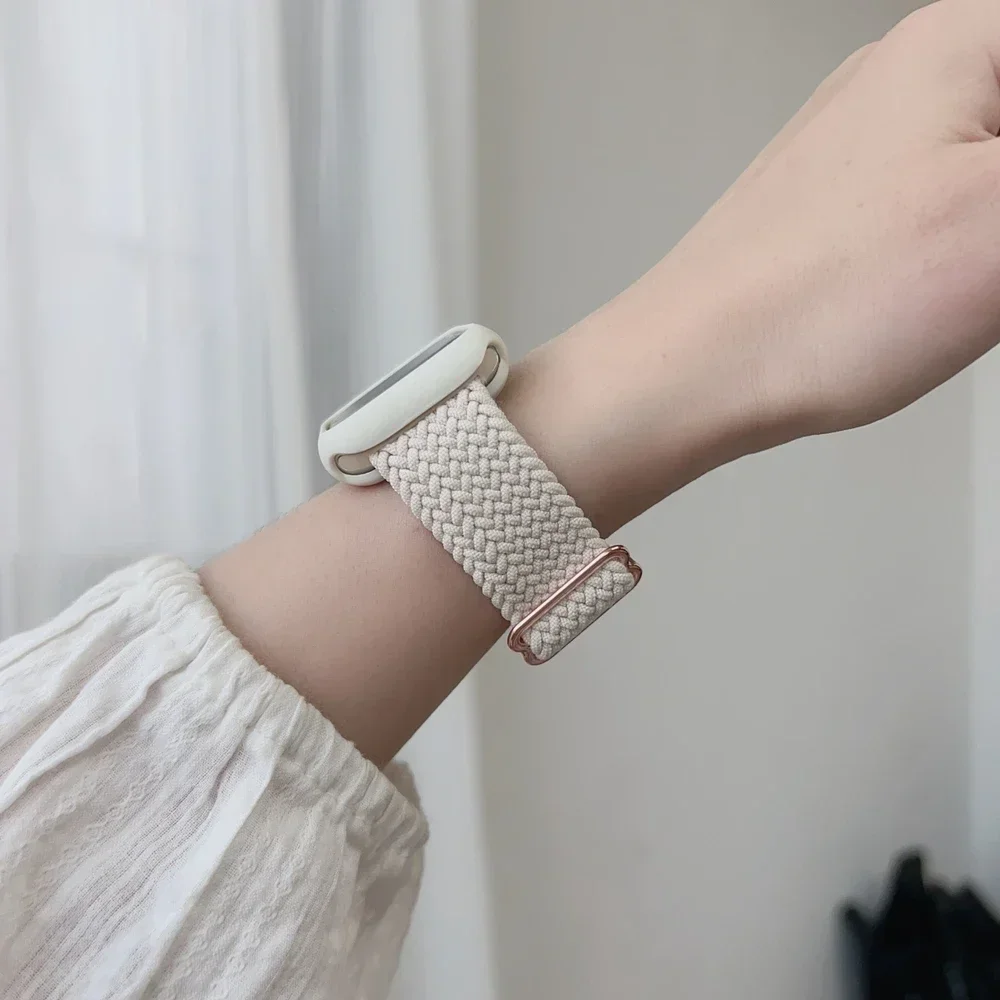 حلقة منفردة مضفرة لساعة أبل الترا باند 40 ملم 44 ملم 41-46-49 ملم 45 ملم سوار نايلون مرن iWatch سلسلة 10 9 8 7 3 se حزام