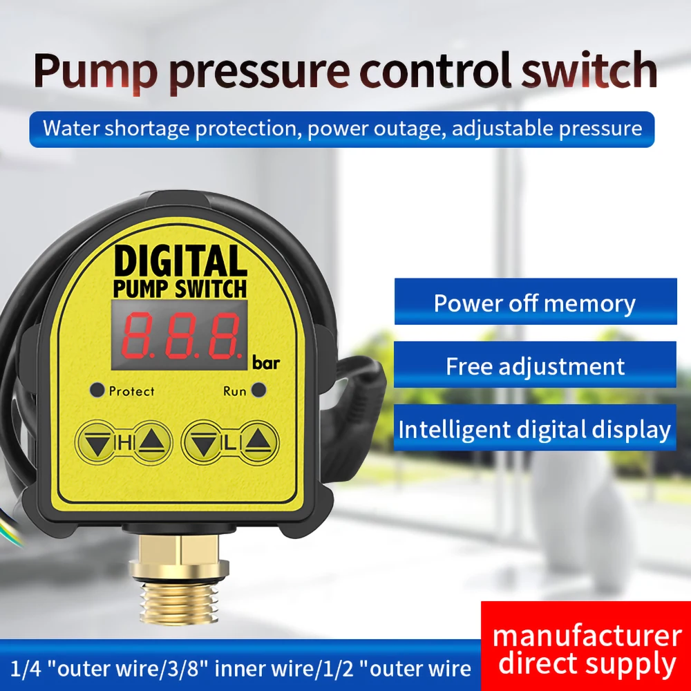 Druckregelschalter, digitale LED-Anzeige für Wasserpumpe, elektrischer Steuerungssensor mit Adapter