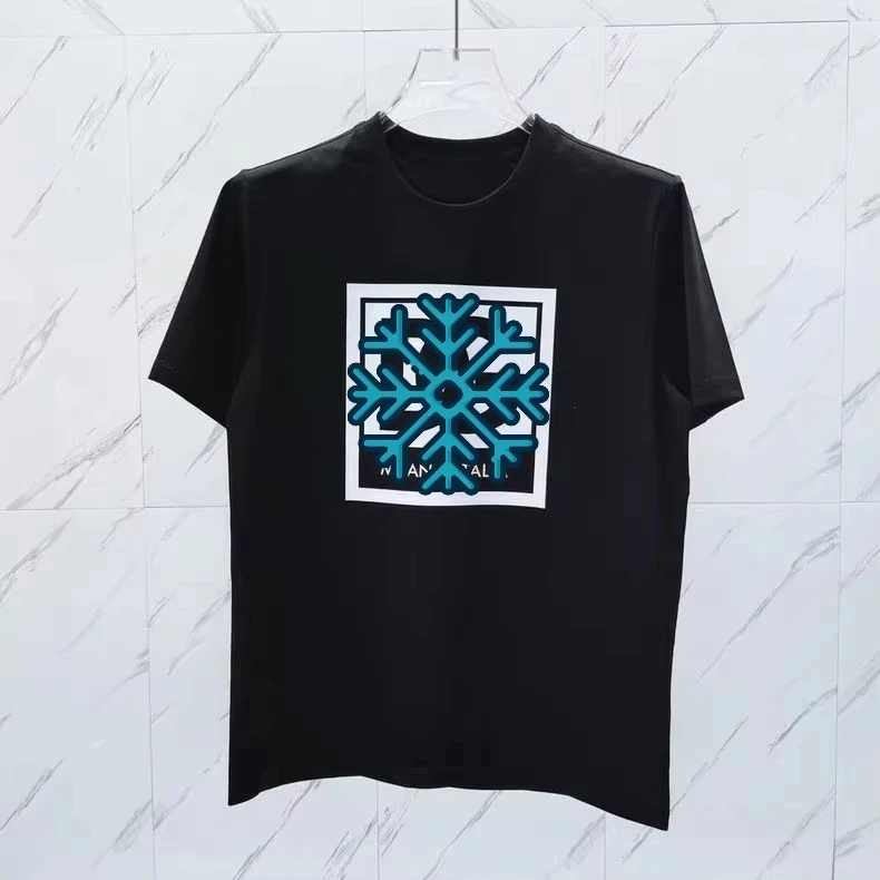 

2025 Summer Luxury Brand Y2K Top T-shirt Pure Cotton Printing Simple Style Casual Business Large Size Men's and Women's T-shirt