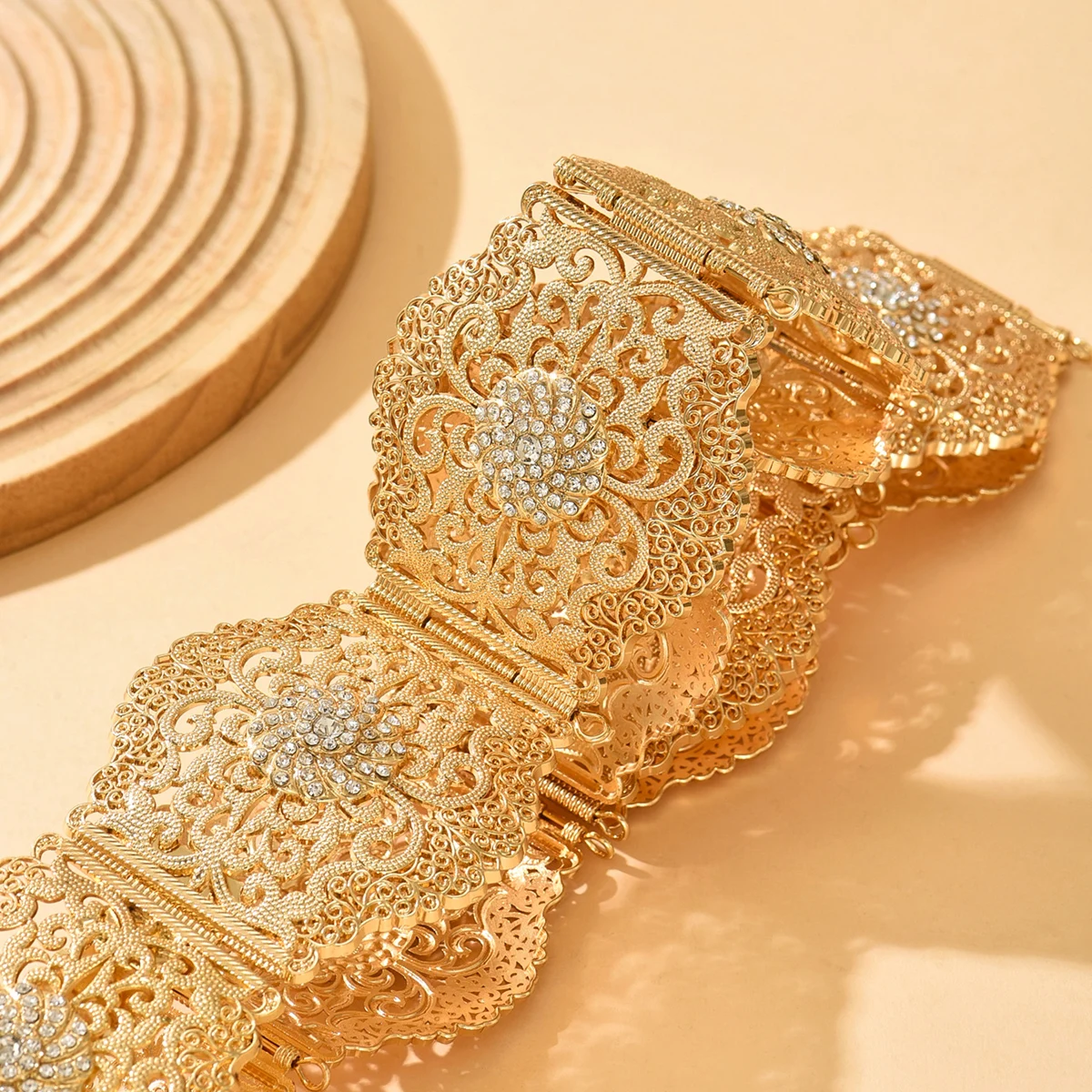 الأوروبية الجزائرية المرأة الفاخرة الذهب اللون حزام الزفاف الجوف جولة المعادن الخصر سلسلة المغربي نمط فستان الزفاف الجسم سلسلة #3