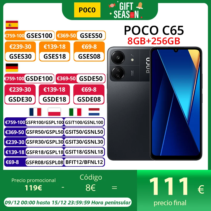 Versión Global POCO C65 MediaTek Helio G85 Pantalla Dot Drop de 6.74\