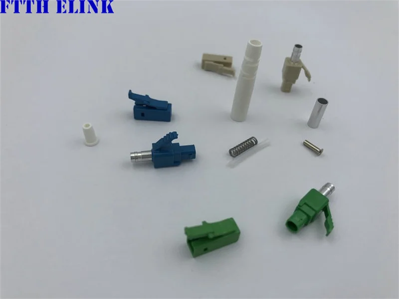 LC fiber connector KITS simplex with ferrule Unassembled SM MM APC blue green gray 3.0mm ftth LC connector accessory 200PCS