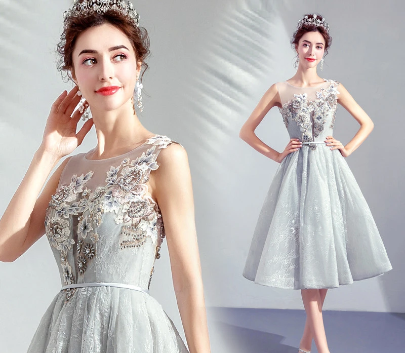 

Temperament Lively Celebrity Gray Birthday Party Annual Meeting Stage Performance Wedding Dress Small Evening Dress Dress