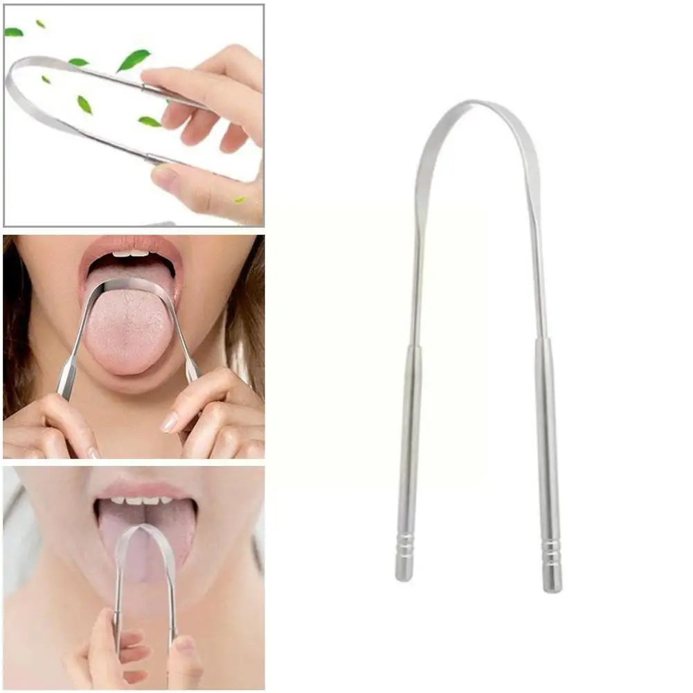 High Quality Stainless Steel Tongue Scraper Cleaner Breath Fresh Tongue Tools Toothbrush Coated Oral Hygiene Care Cleaning S0V5