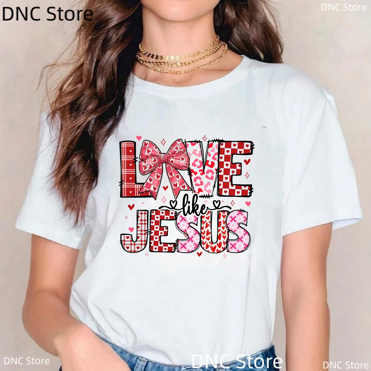 Jesus Loves Me, Christian Cross, Easter, Christian Shirt Fashion Women'S T-Shirt Summer Round Neck Female Tshirt Tops Wholesale