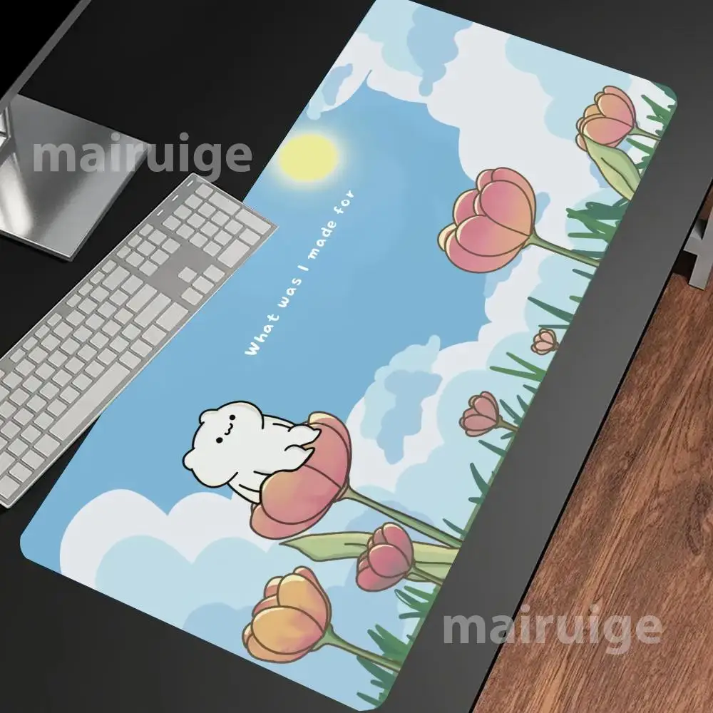 لطيف الكرتون الأبيض القط ماوس الوسادة كبيرة الكمبيوتر مكتب ألعاب الجدول الحصير المطاط المضادة للانزلاق الألعاب لوحة المفاتيح ماوس منصات مكتب طويلة #2