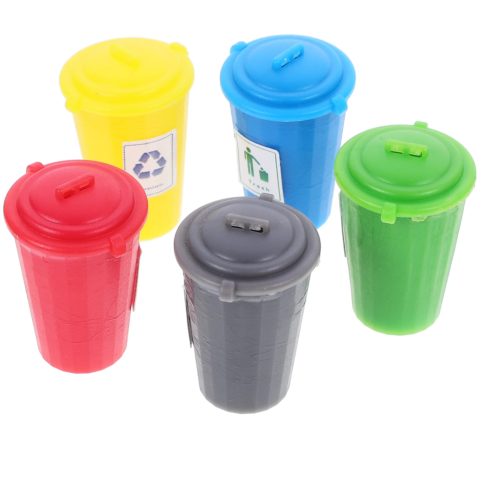 5 Pcs Trash Mini Sand Table Material Small Model House Decorate Miniature Garbage Bin Ornament Toddler