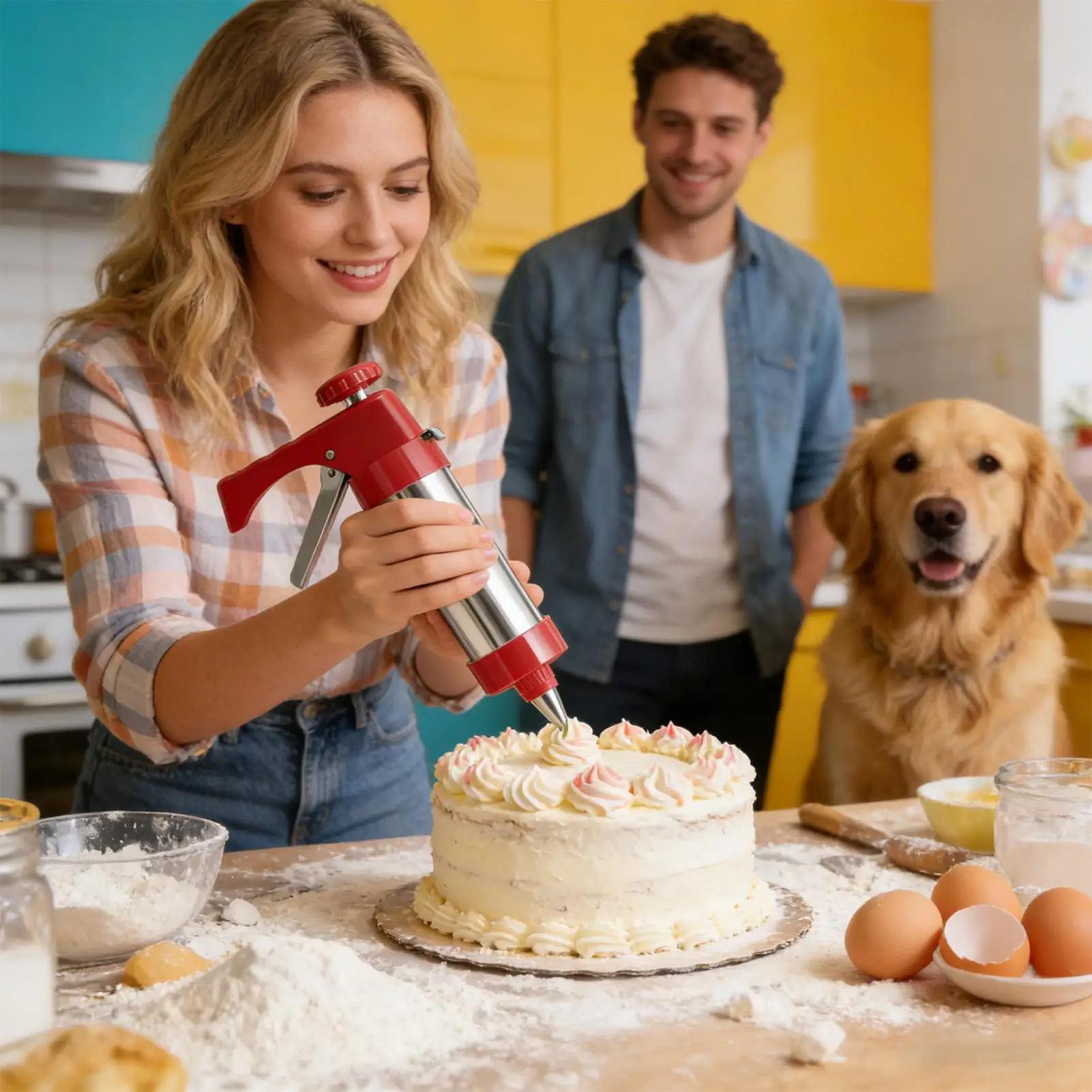 Cookie Maker Press Kit Stainless Steel Biscuits Extruder Press Cookie Guns Kit Reusable Kitchen Baking Tool For Cookie Making