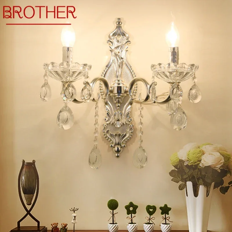 

BROTHER Luxurious Crystal Wall Lamp European Style Candle Lamp Living Room Restaurant Bedroom Villa Hotel Engineering