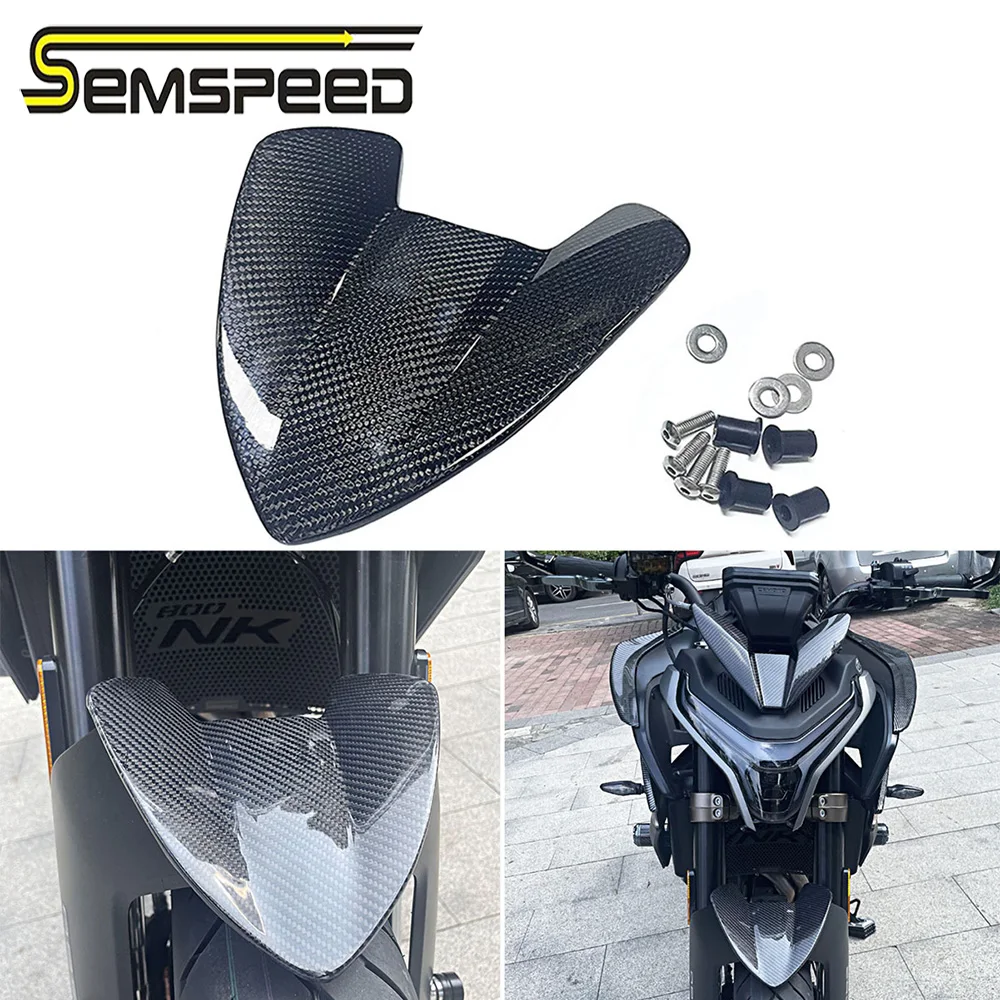 SEMSPEED Carbon Fiber Front Wheel Fender Mudguard Adventure Fender Forward Splash Guard Motorcycle Parts For CFMOTO 800NK 2023