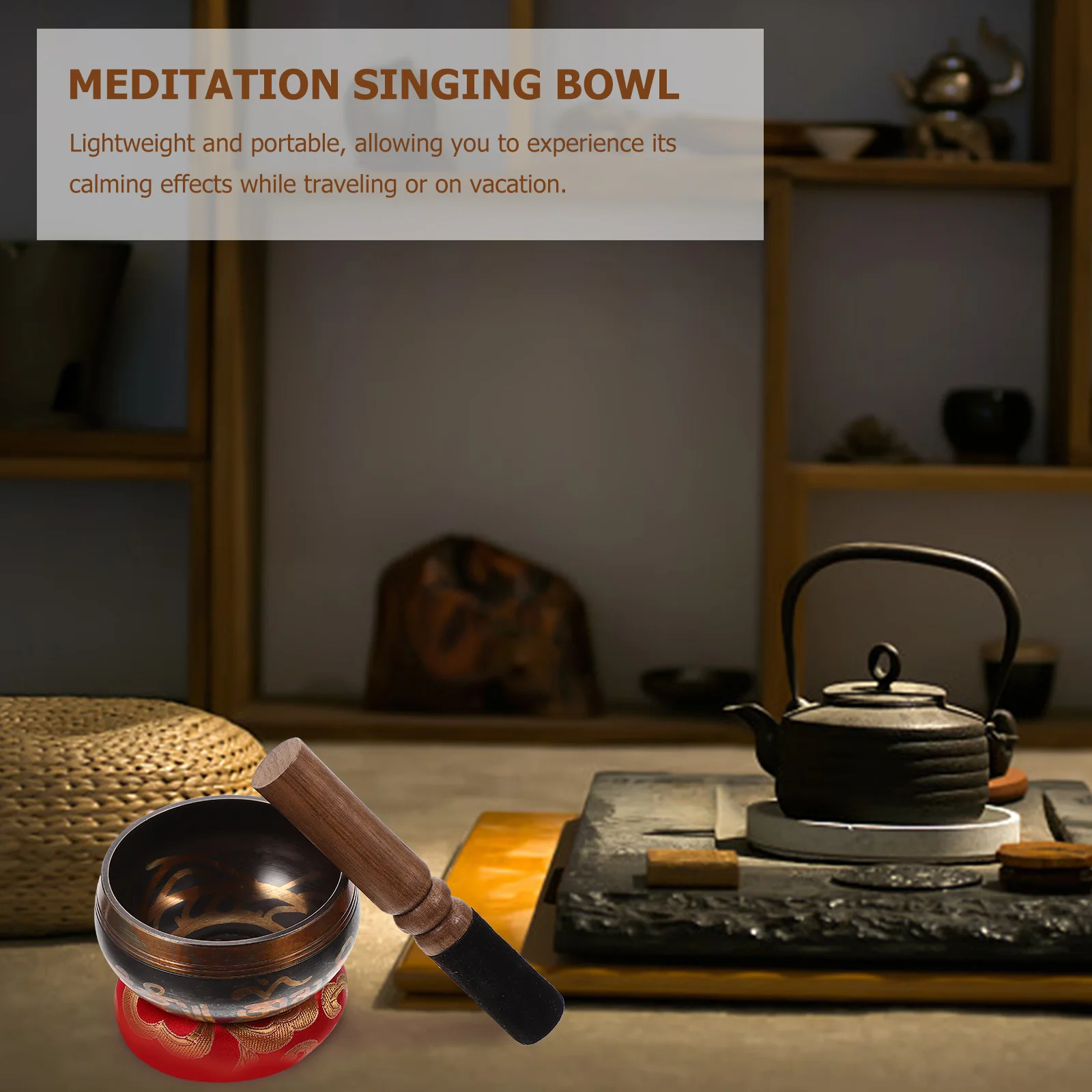 

1Set Meditation Singing Bowl Set Copper Yoga Bowl Tibetan Sound Healing Tool Wood Rod Therapy Gift for Relaxation