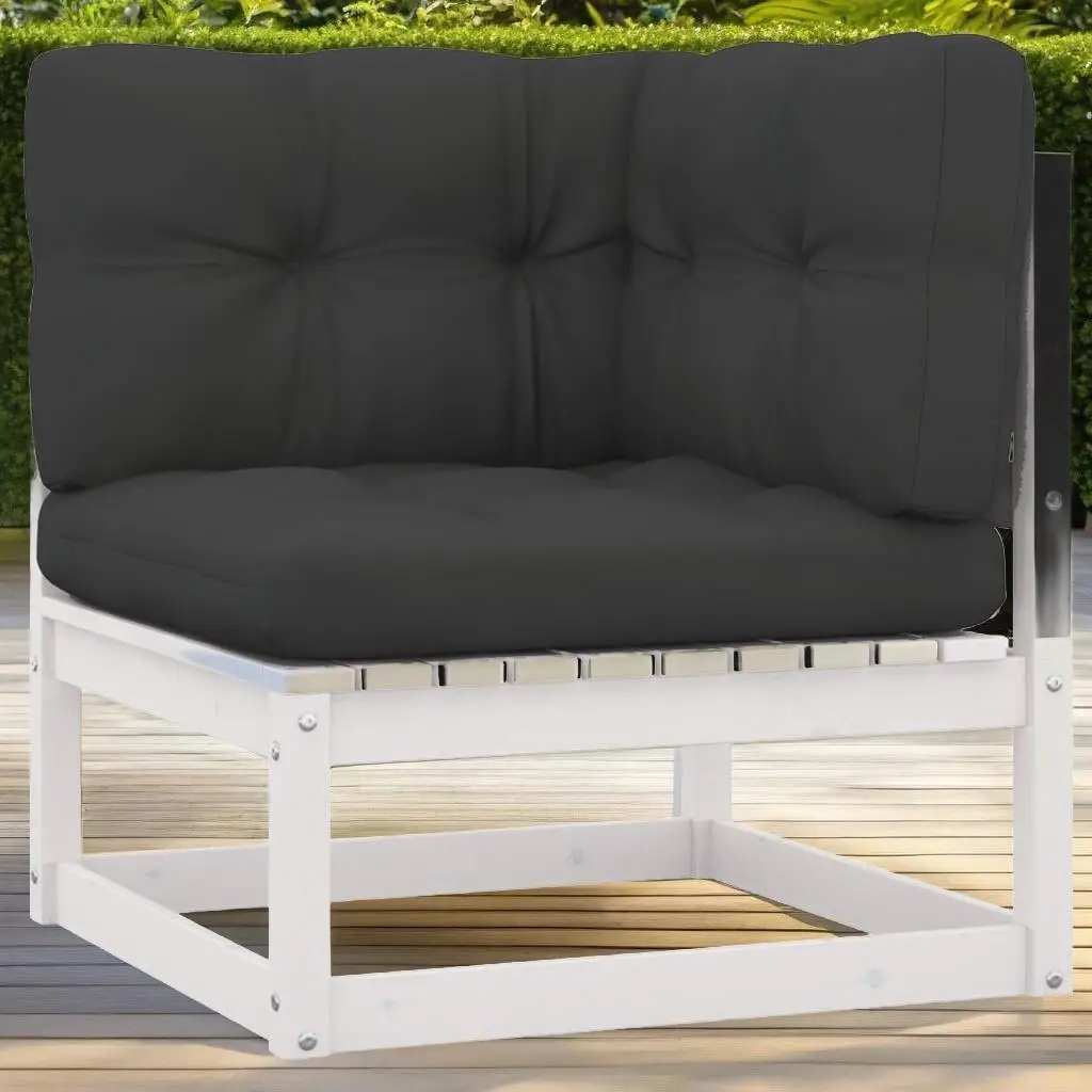 10-Piece White Solid Wood Pine Patio Lounge Set with Cushions - Outdoor Furniture