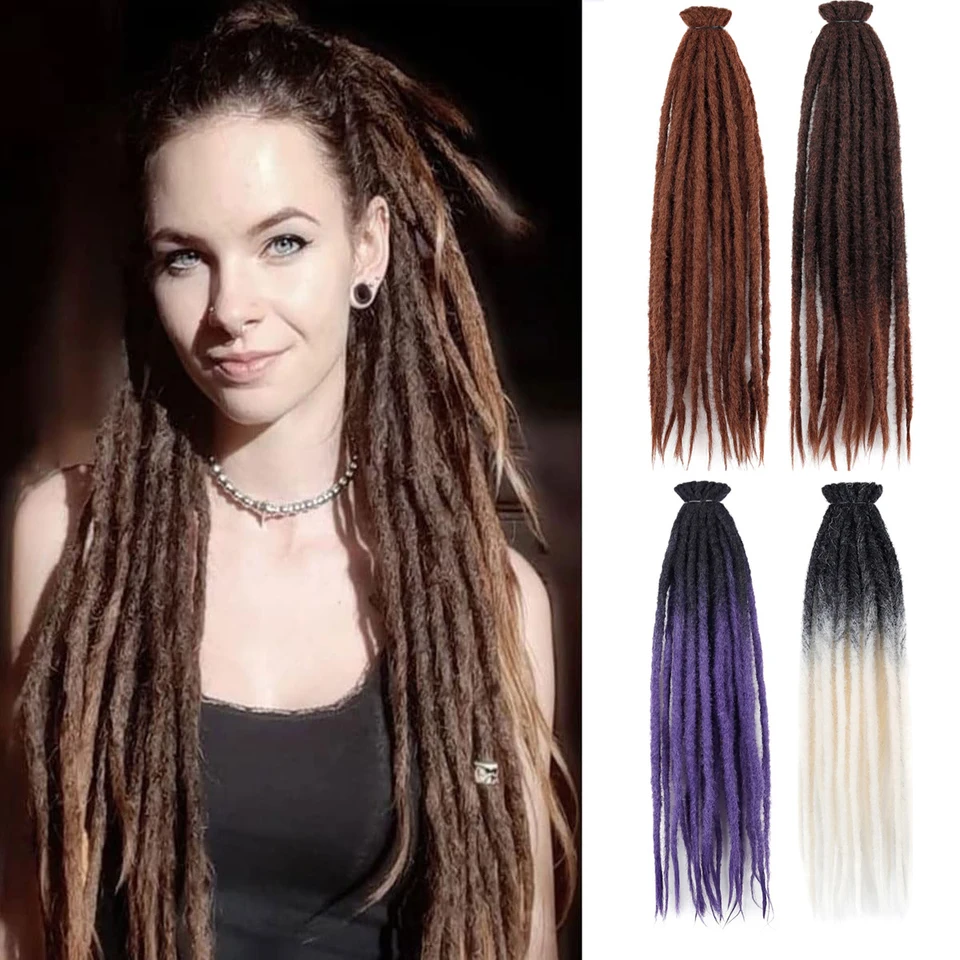 Cabello para crochet con rastas dobles africanas, extensión para trenzas, sintético negro para mujer