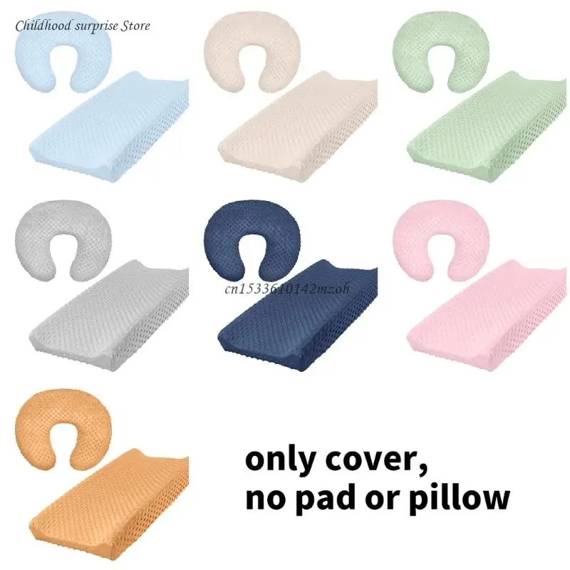 

Set of 2 Baby Changing Pad Cover with Dotted Backing Breastfeeding Pillow Case Dropship