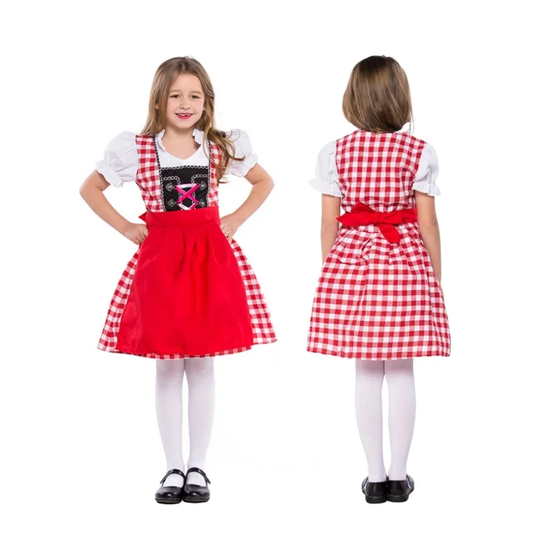 

Oktoberfest Costumes for Girls Fantasy Beer Girl Cosplay Children Bavarian German Beer Dress Carnival Halloween Party Dress up