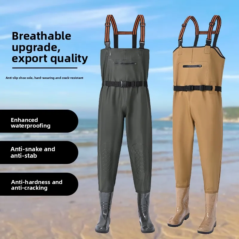 Водонепроницаемые рыболовные брюки Chest Wader с ботинками, утолщенные ботинки на бедрах для мужчин и женщин всех размеров