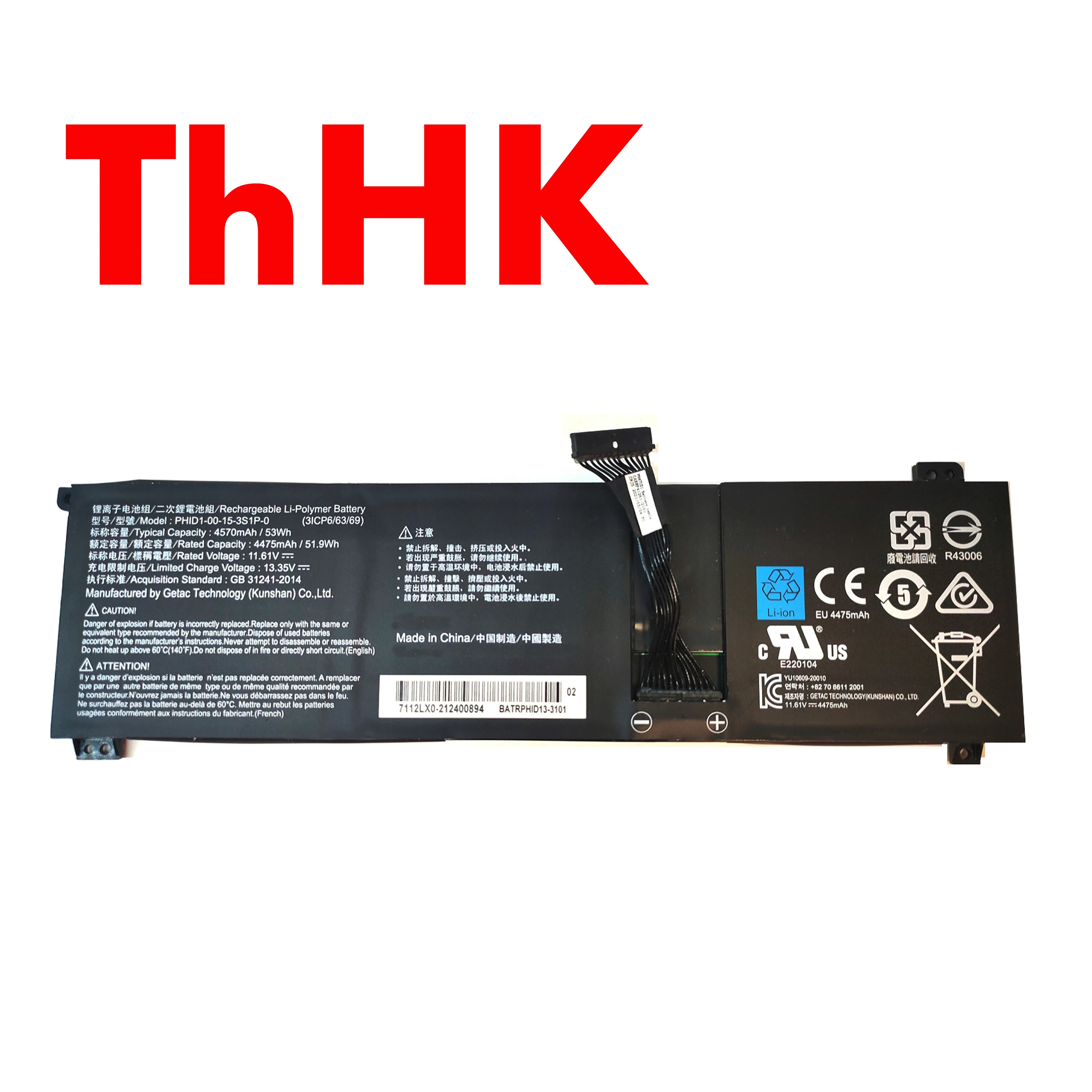 Batería de PHID1-00-15-3S1P-0 Original para ordenador portátil, Original y genuina, 53Wh, para Mechrevo F1, zhenker Vision 14, Adata XPG, Xenia 14