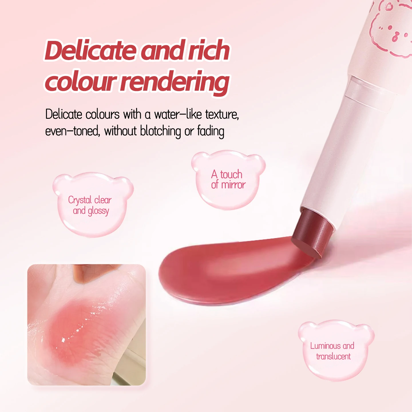 لطيف الدب الصلبة ملمع الشفاه ترطيب مائي ملون قلم أحمر الشفاه بلسم الشفاه طويلة الأمد غير عصا كوب سطع هلام الشفاه بلسم #5