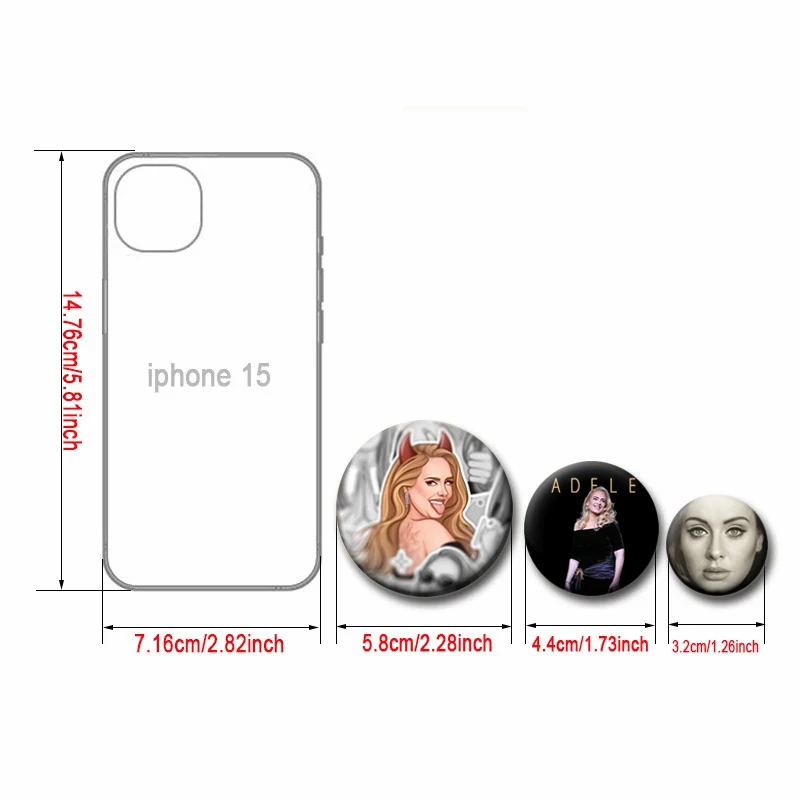32/44/50/58mm I Love Adele Soft Button Pins Singer Adele Creative Brooch Badge for Bag Clothes Decoration Fans Collection Gifts