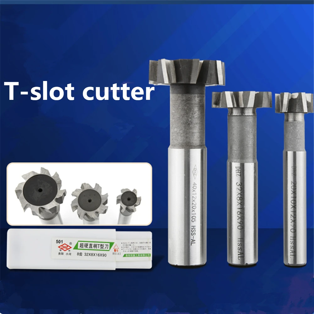 T Slot Milling Cutter for Metal HSS Woodruff Key Seat Router Bit Thickness 1-12mm Diameter 8-50mm T type Straight milling cutter