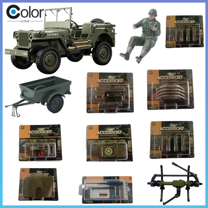 Upgrade-Zubehörteile für JJRC C8815: Anhänger, Soldat, Winde, Verdeck, Metallantriebswelle, Stoßdämpfer, Stahlblechteile für C8815 RC-Auto