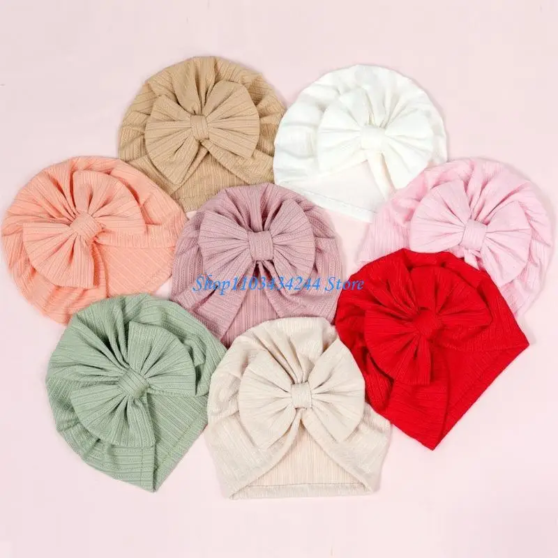 Soft Beanie Hat for Baby Turban Hat Big Bow Bone-less Hat Fashion Headwear for Infant 0-12M Bow Hat Newborn Shower Gift