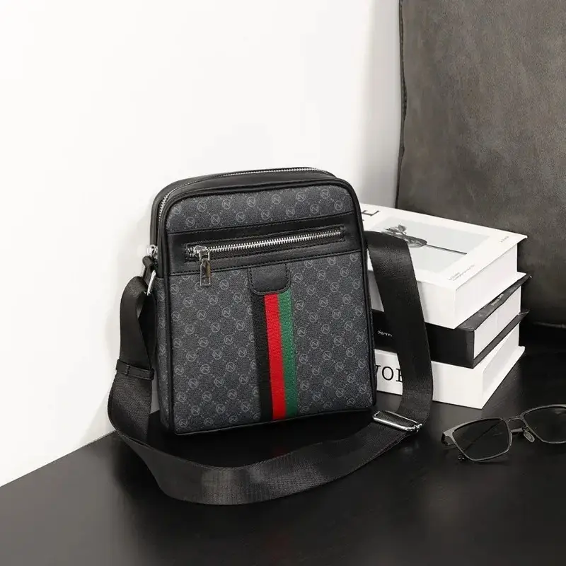 Luxury Design Men's Crossbody Bags Fashion Plaid Letter Printed Crossbody Bag Men Square Shoulder Bag Male Sling Messenger Bag - 4