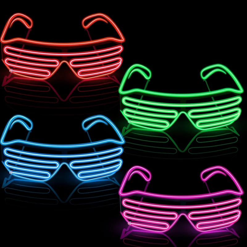 

1pc Flashing Shutter Neon Rave Glasses Light Up Happy Bar Night LED Sunglasses Men Women Boys Girls Decor Eyewear