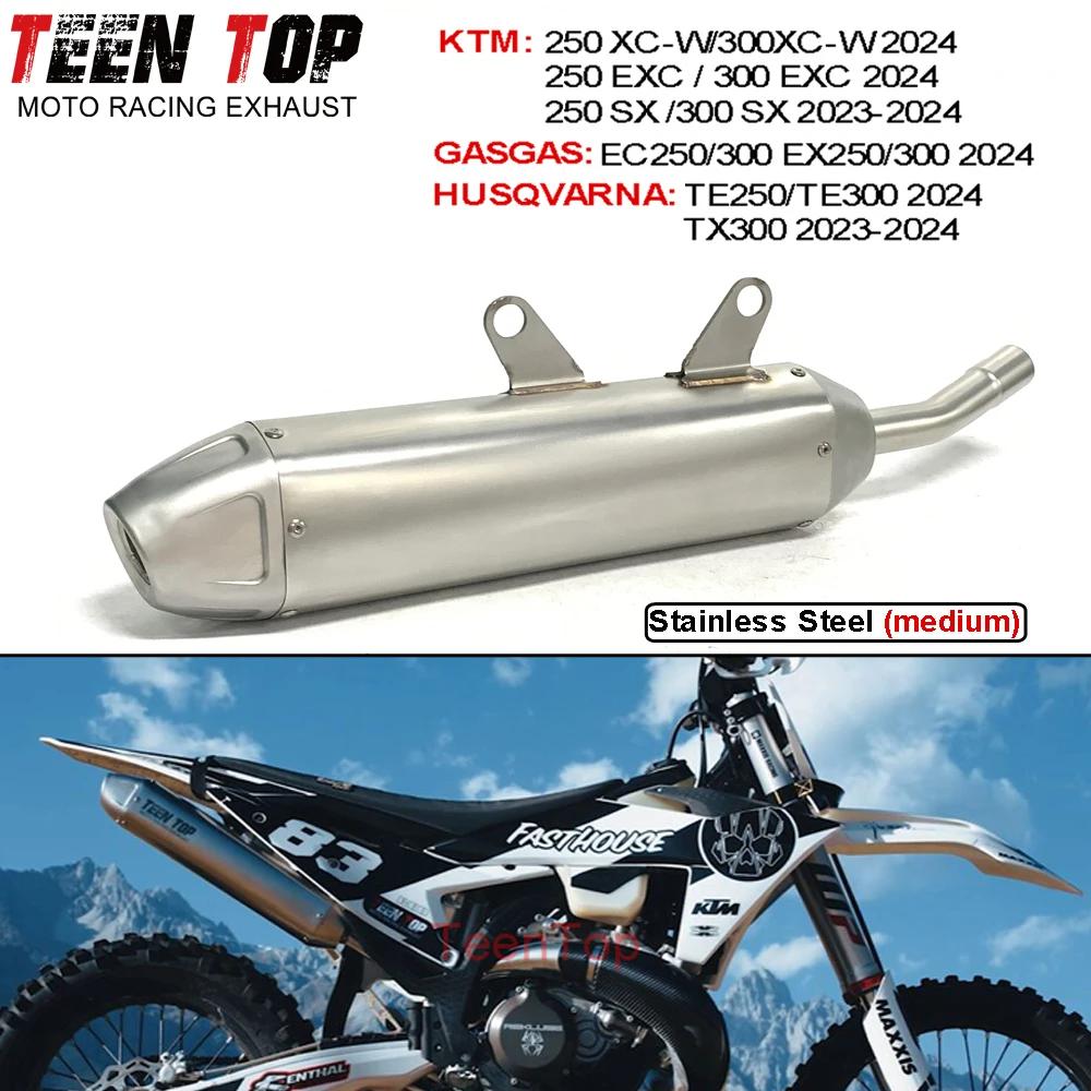 For Husqvarna TE250/TE300/TX300 Slip-on Exhaust Steel Offroad Bike 2 Strokes Exhaust Full System For GASGAS EC250/300 EX300 2024