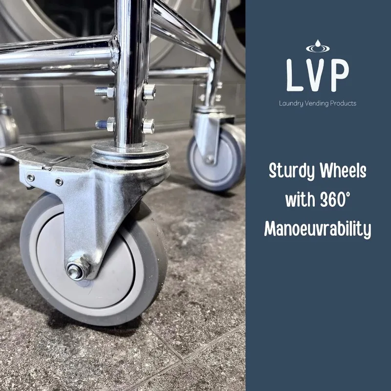 LVP Work Horse Commercial Laundry Cart with Removable Handle 2.85 Bushels (Black, Extra Large)