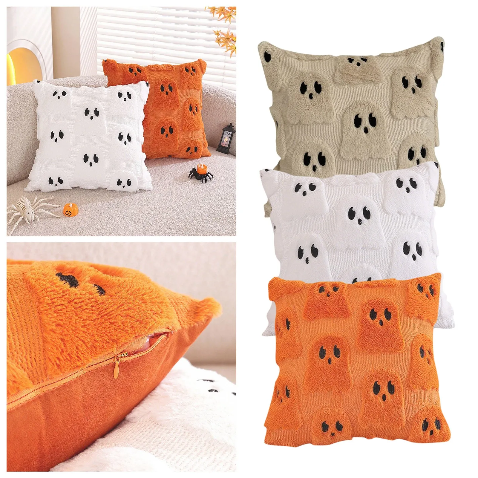 45x45cm Halloween Ghost Plush Pillow Case Home Decor Room Bedroom Living Room Sofa Coreless Comfortable Cushion Covers 2026