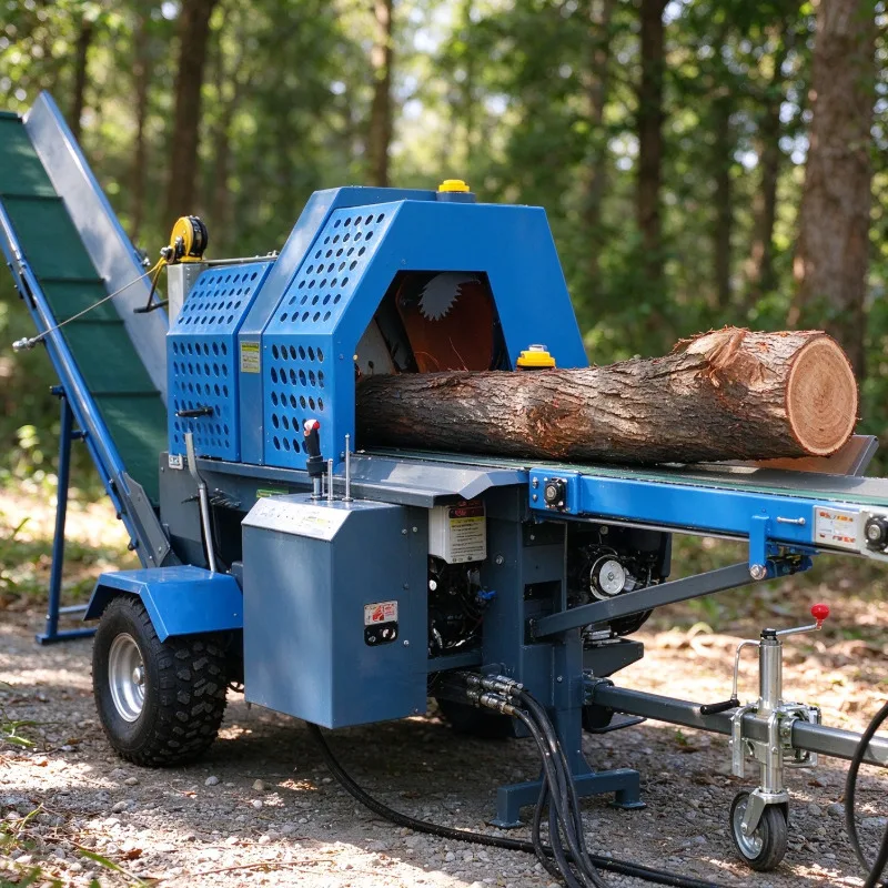 Large Horizontal Wood Log Splitter, 50 Ton Hydraulic Firewood Splitter, Industrial Grade Log Splitting Machine