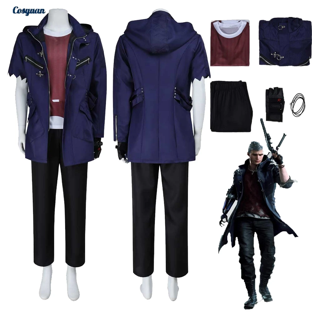 Game DMC 5 Cosplay Nero Top Pants Clothes For Men Adult Party Disguise Outfits Suits Roleplay Male Halloween Costume Carnival