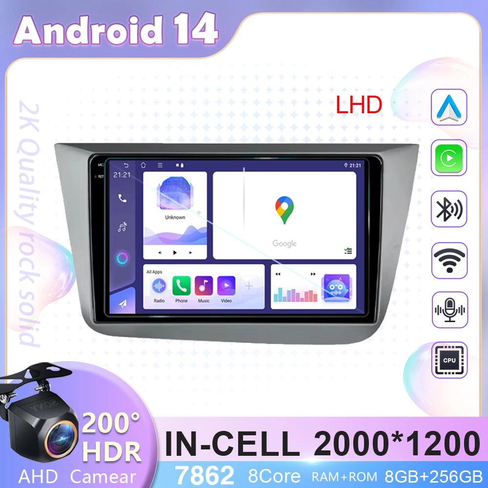 

For Seat Altea XL Toledo 2004-2015 Car Stereo Radio Multimedia Player GPS Navigation Head Unit Carplay DVD Auto 2din Android 14