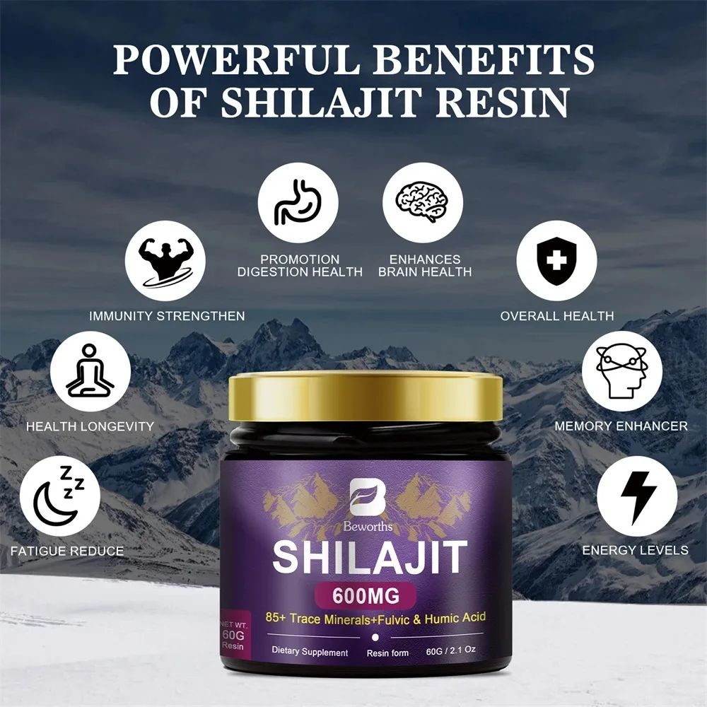 BEWORTHS 100% Pure Organic Shilajit Resin Shilajits Original with 85+Trace Minerals Immunity, Digestion and Brain Memory Health