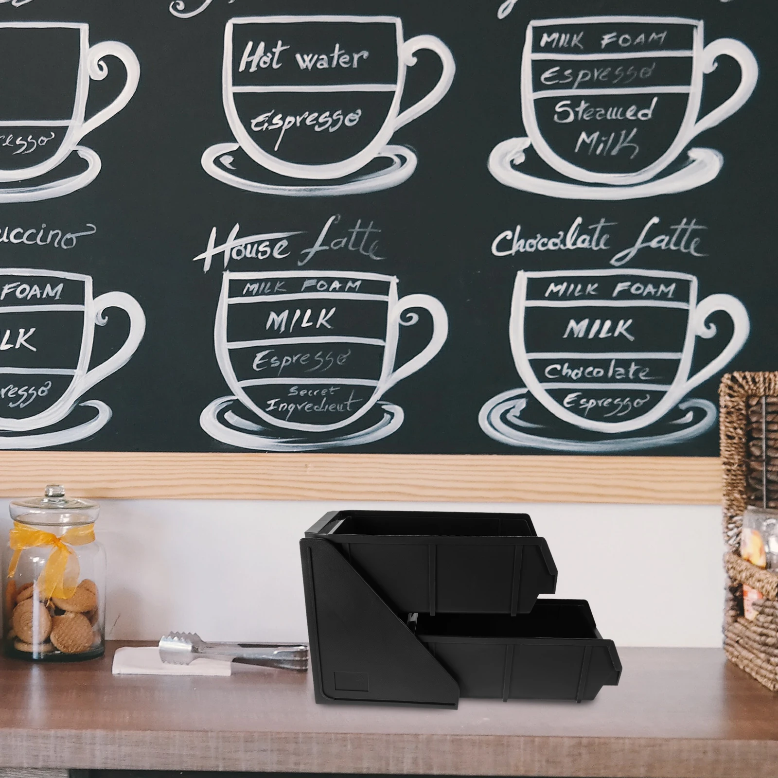 

Coffee Station Organizer Box Multi-Functional Countertop Coffee Bar Organizer for Cafe Milk Tea Shop Restaurant Space-Saving